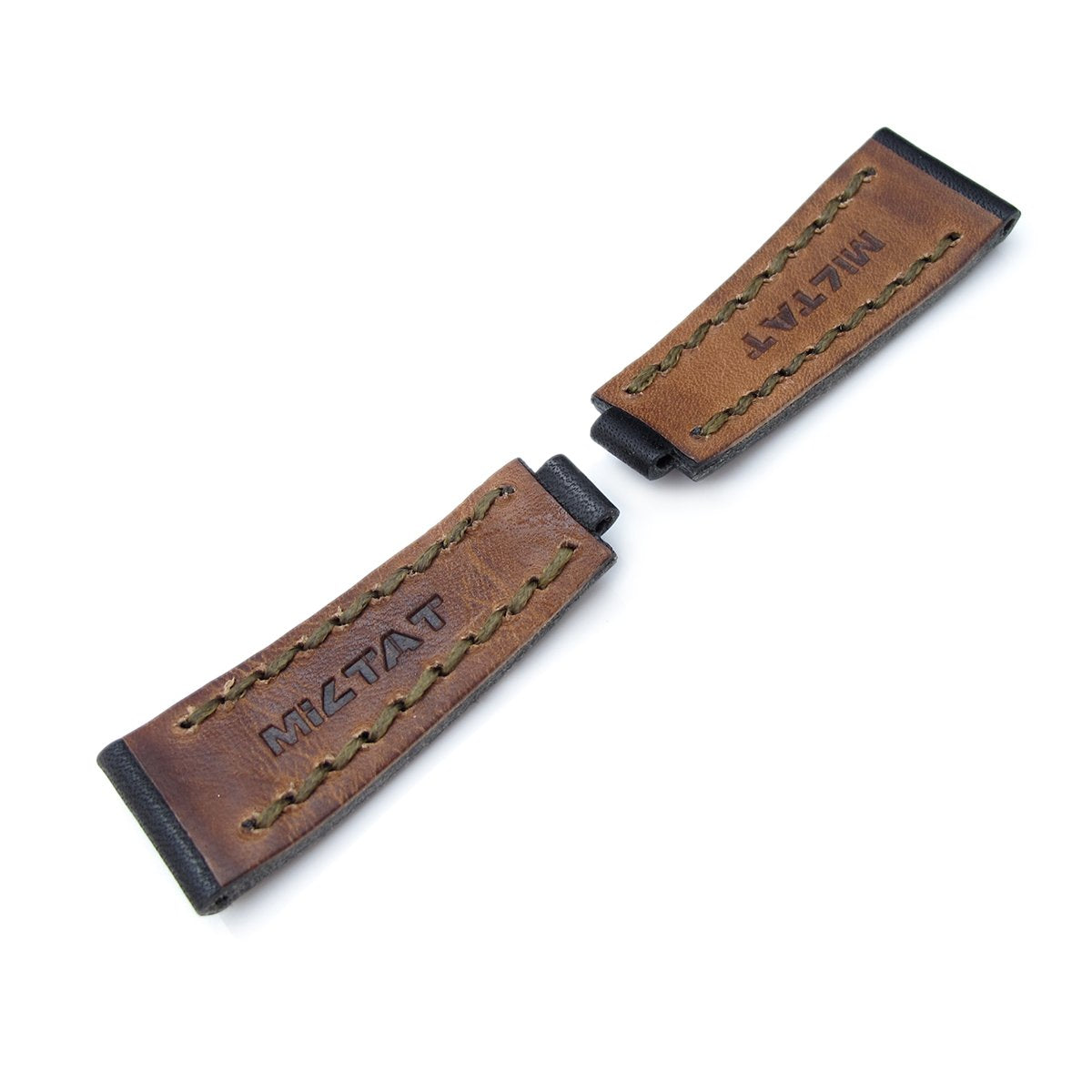 20mm MiLTAT RX Collection Watch Strap NERO Black Genuine Calf Green St. Tailor-made for RX SUB &amp; EXP Strapcode Watch Bands