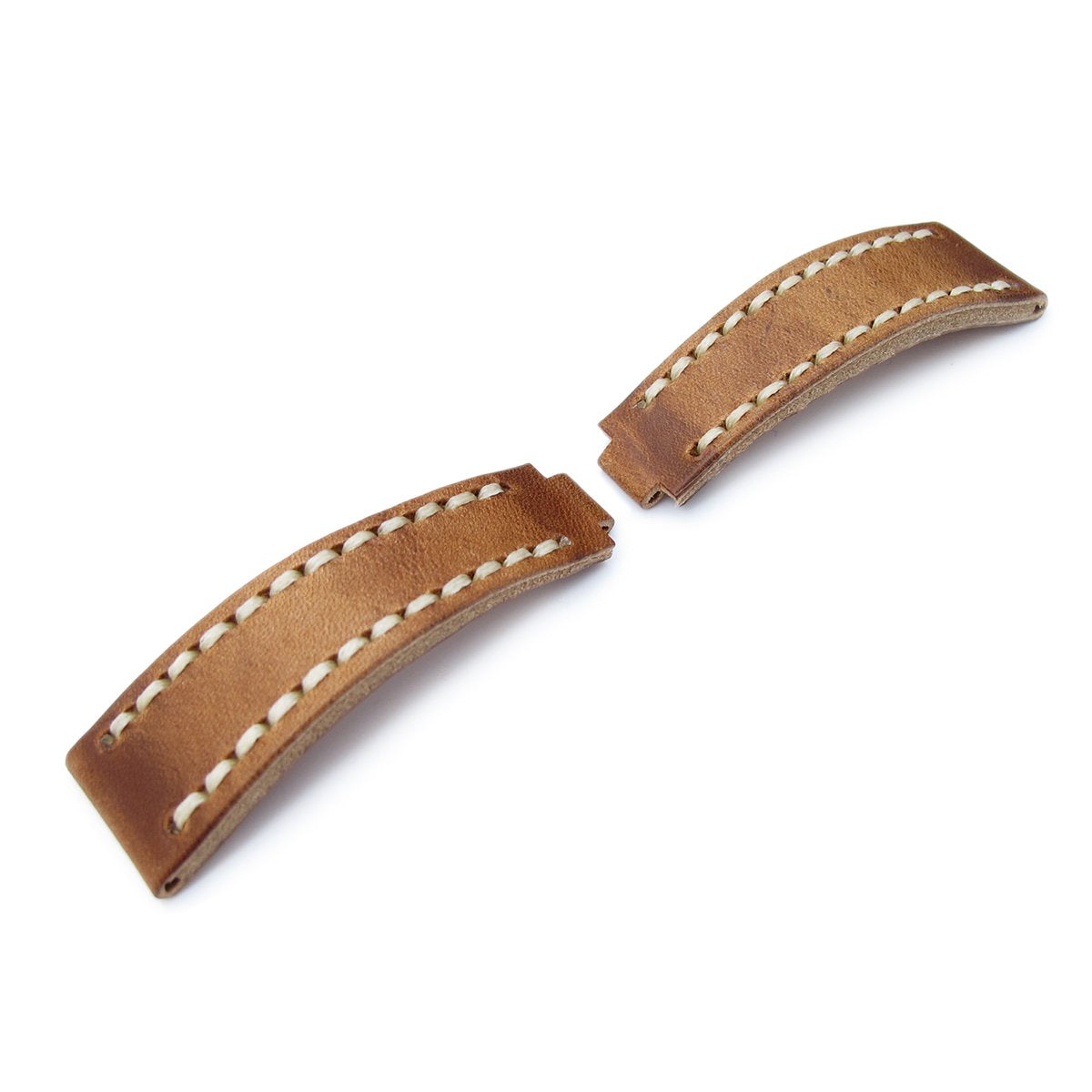 20mm MiLTAT RX Collection &#39;X&#39; Watch Strap Matte Brown Pull Up Leather Beige St. Tailor-made for RX SUB &amp; EXP Strapcode Watch Bands