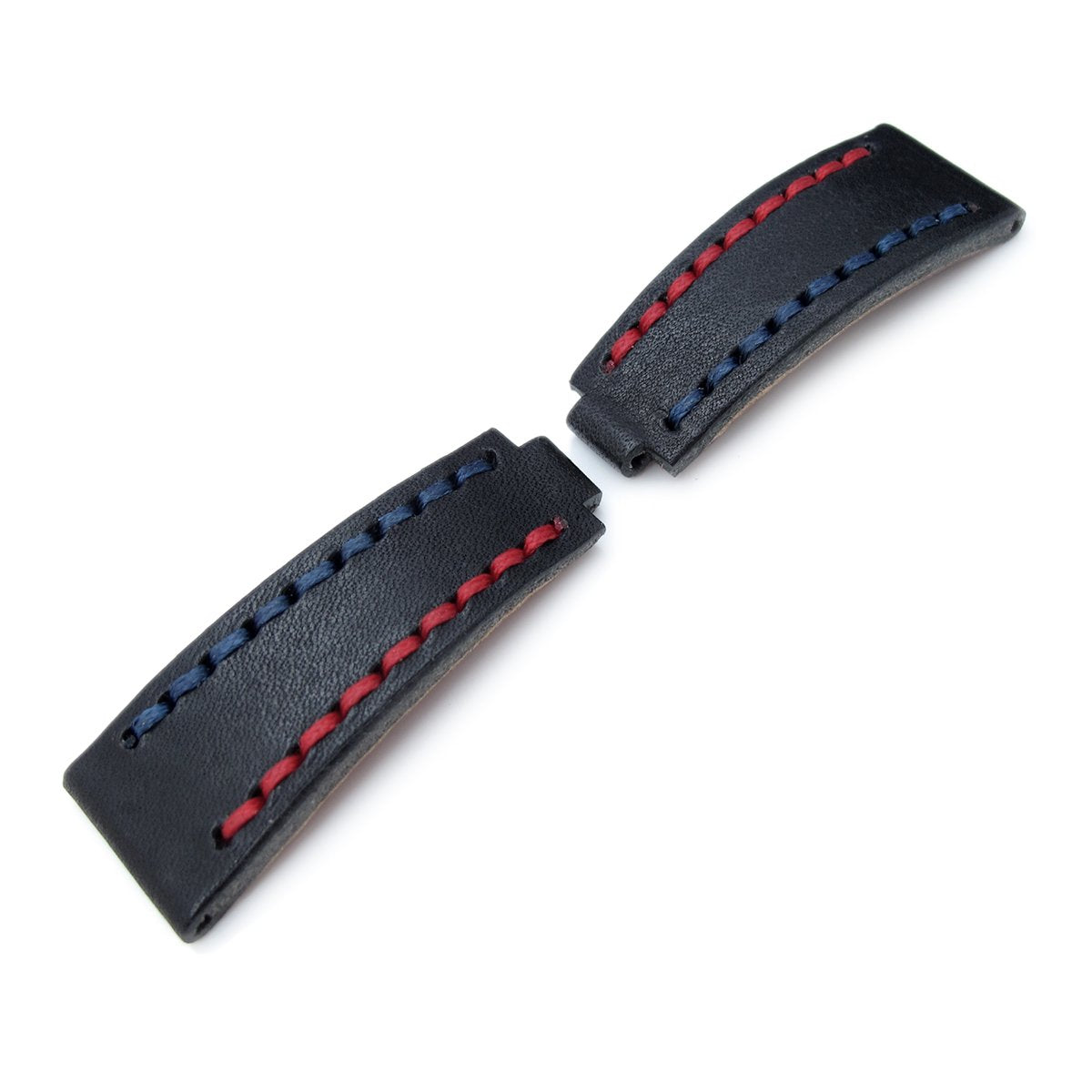 20mm MiLTAT RX &#39;X&#39; Collection Watch Strap NERO Black Genuine Calf Red + Navy Blue St. Tailor-made for RX SUB &amp; Explo Strapcode Watch Bands