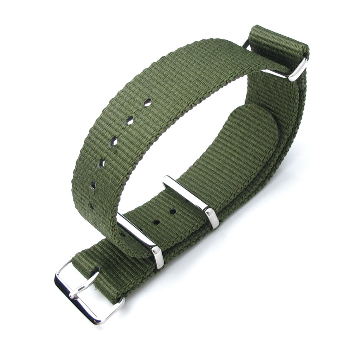 MiLTAT 21mm G10 NATO Military Watch Strap Ballistic Nylon Armband Polished Forest Green Strapcode Watch Bands