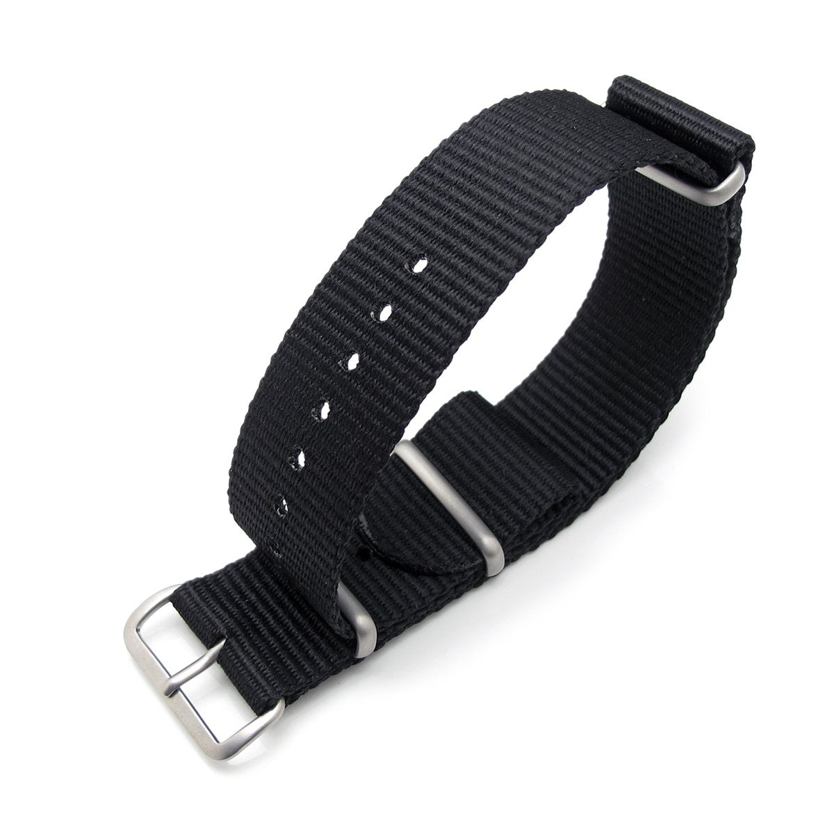 MiLTAT 18mm or 24mm G10 military watch strap ballistic nylon armband, Brushed - Black Strapcode Watch Bands