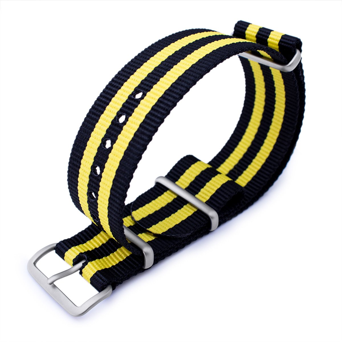 MiLTAT 20mm or 22mm G10 military watch strap ballistic nylon armband Sandblasted Black &amp; Yellow Strapcode Watch Bands