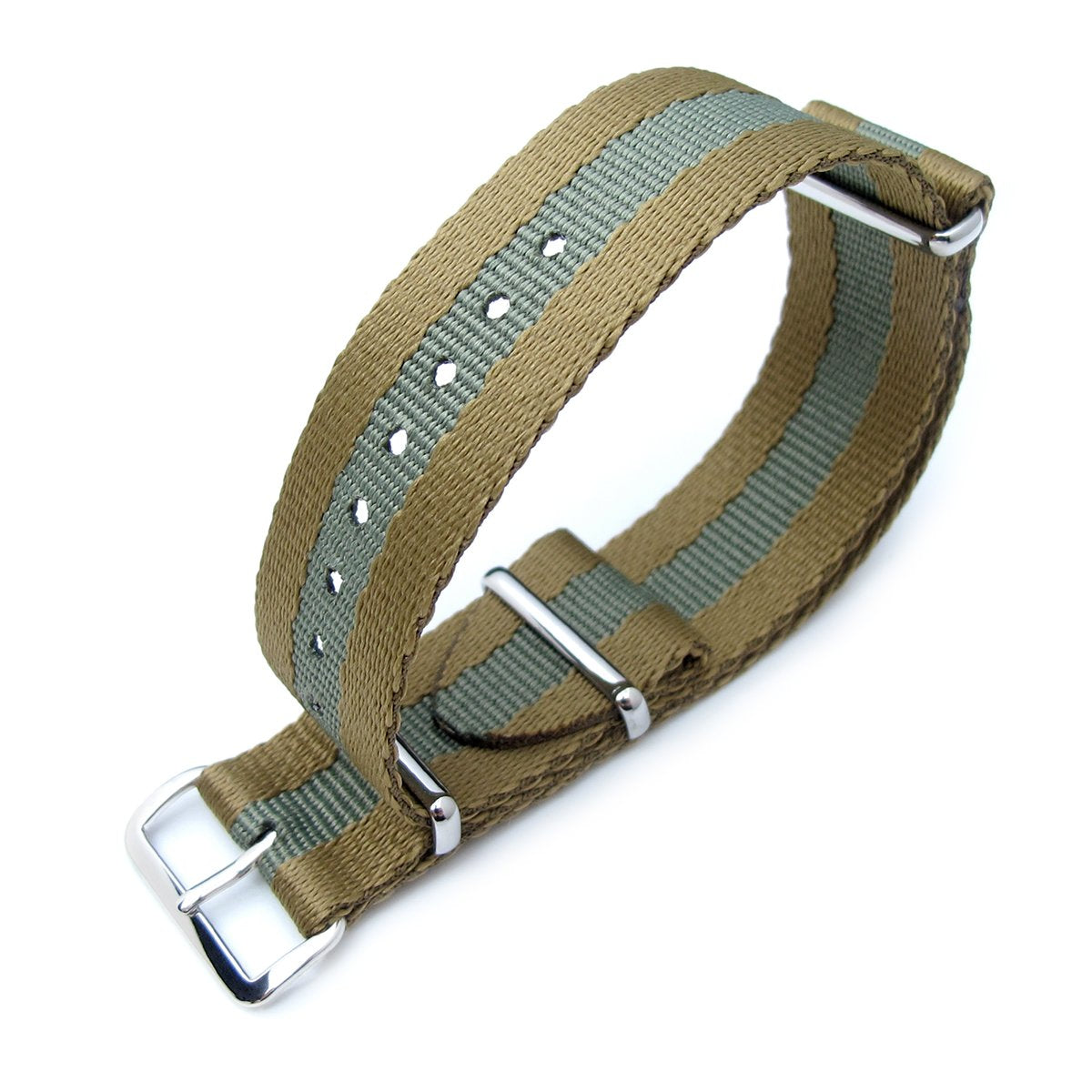 MiLTAT 20mm or 22mm G10 Military NATO Watch Strap Sandwich Nylon Armband Polished Military Green Strapcode Watch Bands