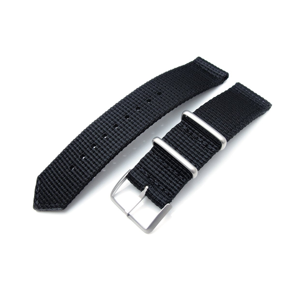 MiLTAT 20mm 22mm Two Piece WW2 G10 Black 3D Nylon Brushed Buckle Strapcode Watch Bands