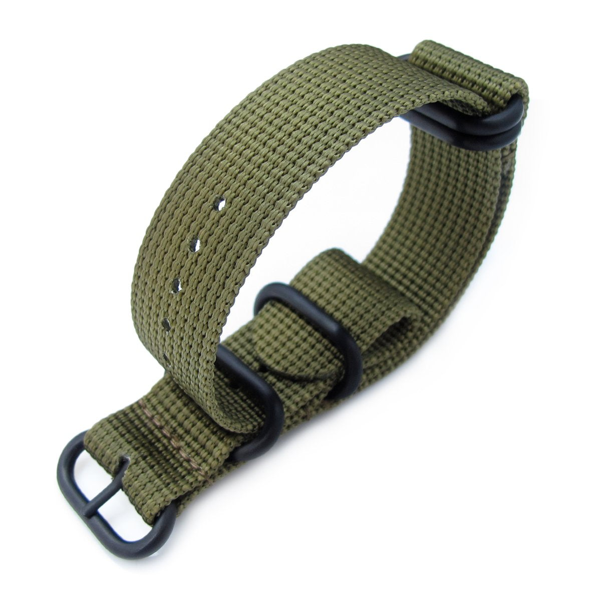 MiLTAT 20mm 22mm or 24mm 5 Rings G10 Zulu Water Repellent 3D Nylon Military Green PVD Black Strapcode Watch Bands
