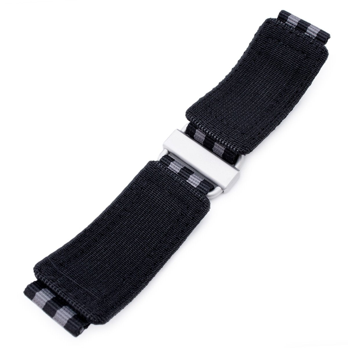 22mm MiLTAT Black &amp; Grey NyJBB Nylon Hoop and loop Fastener Watch Strap Sandblasted Buckle Strapcode Watch Bands