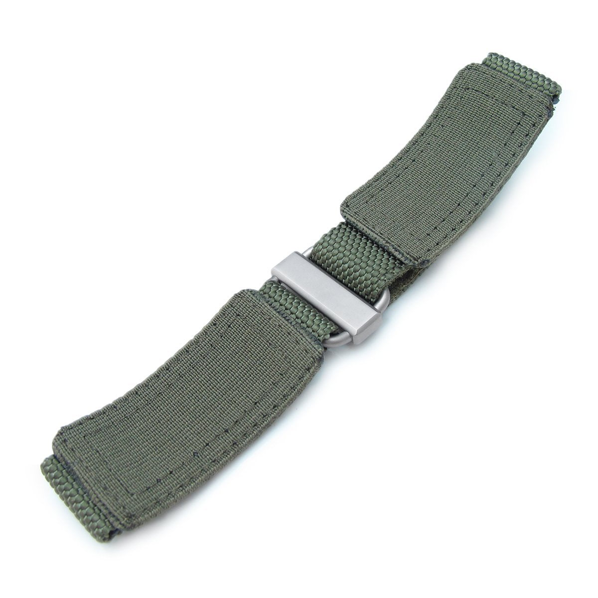 22mm MiLTAT Honeycomb Military Green Nylon Velcro Fastener Watch Strap Brushed Stainless Buckle XL Strapcode Watch Bands