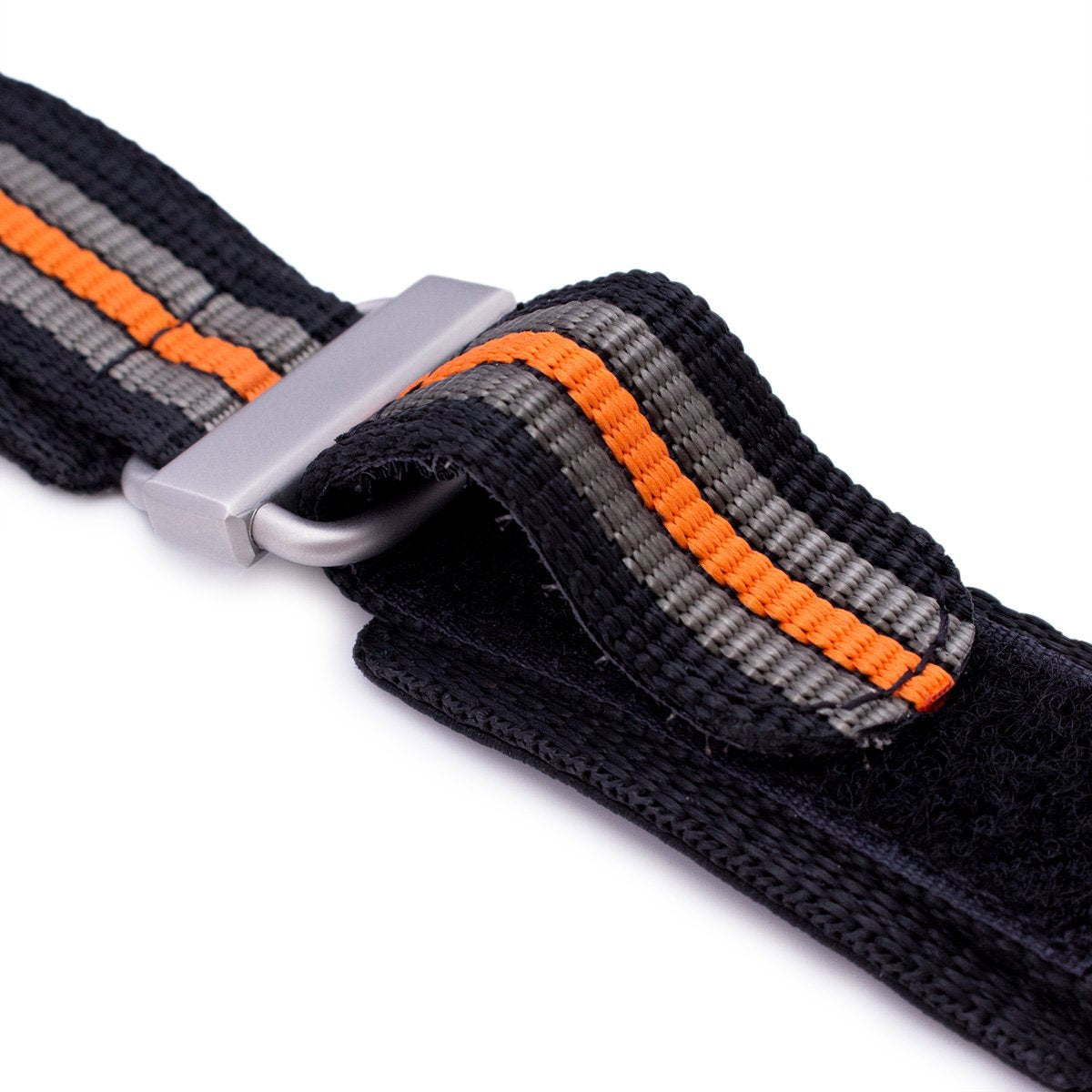 22mm MiLTAT Black Khaki & Orange Stripes 3-D Nylon Velcro Fastener Watch Strap Sandblasted Buckle Strapcode Watch Bands