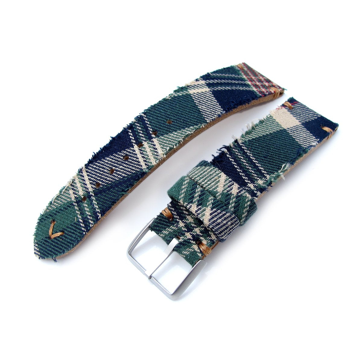 20mm 22mm MiLTAT Dundee Tartan Pattern Watch Strap Brown Stitching Strapcode Watch Bands