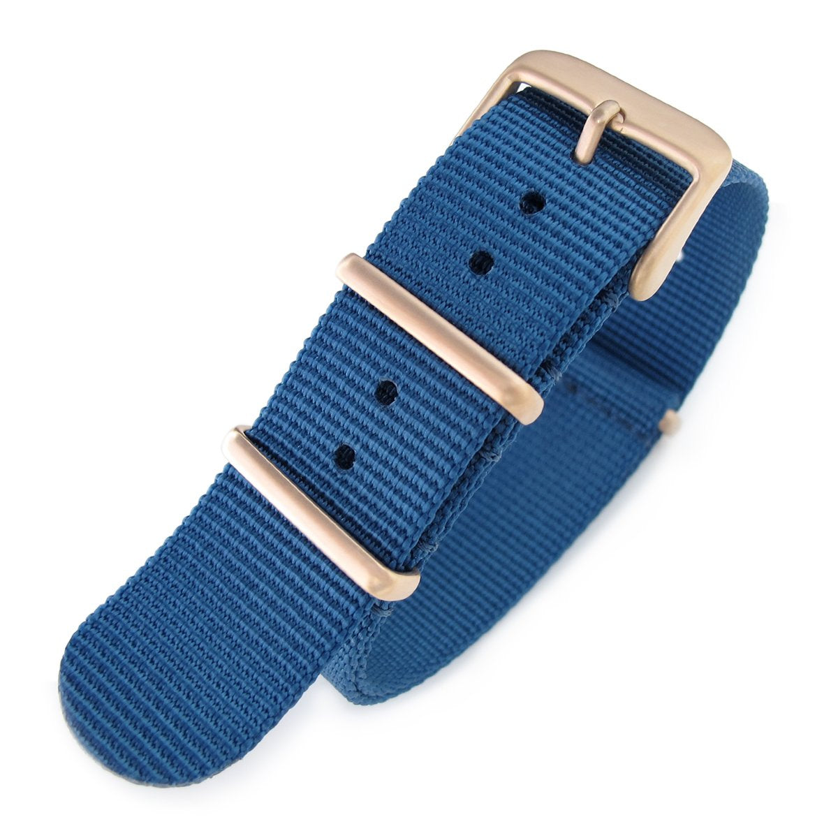 NATO 20mm G10 Military Watch Band Nylon Strap Blue IP Champagne 260mm Strapcode Watch Bands