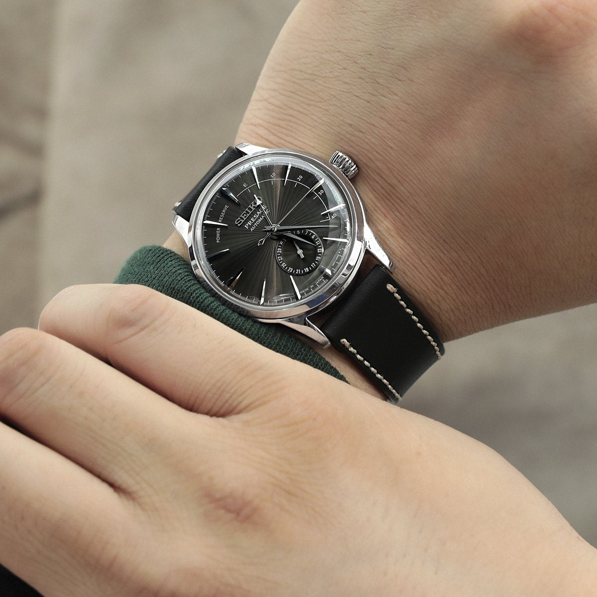 German made 20mm Matte Black Geniune Calf Watch Band Polished Strapcode Watch Bands