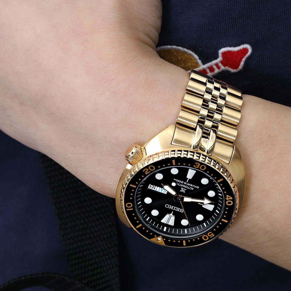 Seiko New Turtle Prospex SRPC44 Diver Goldtone Case Strapcode Watch Bands