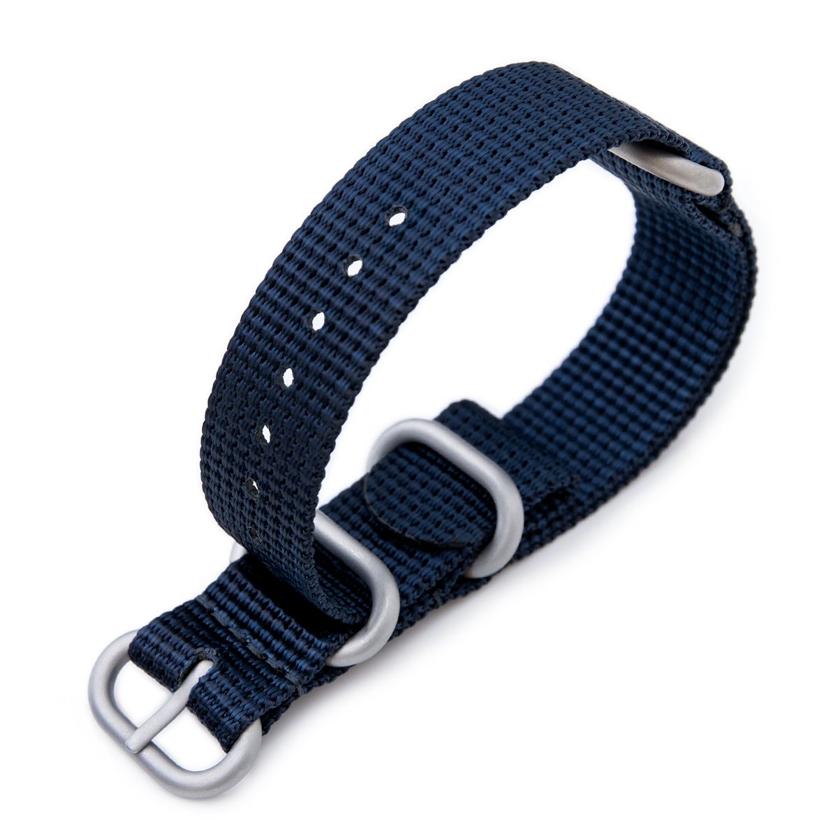 MiLTAT 18mm 3 Rings Zulu military watch strap 3D woven nylon armband Navy Blue Brushed Hardware Strapcode Watch Bands