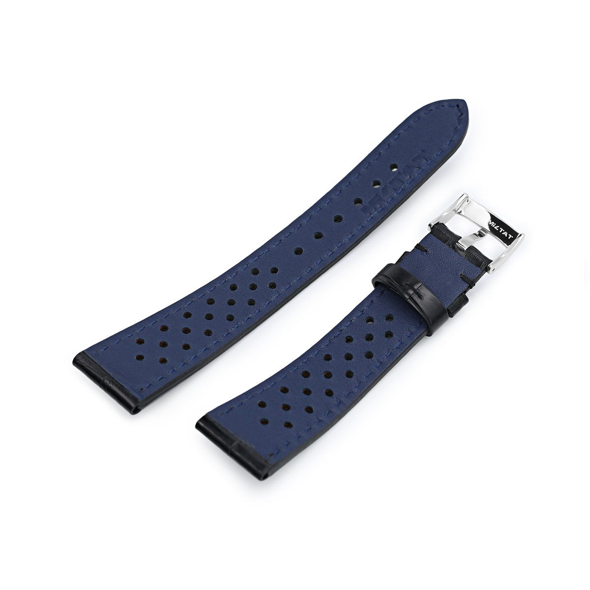 20mm MiLTAT Rally Racing Genuine Alligator Black Watch Strap Strapcode Watch Bands