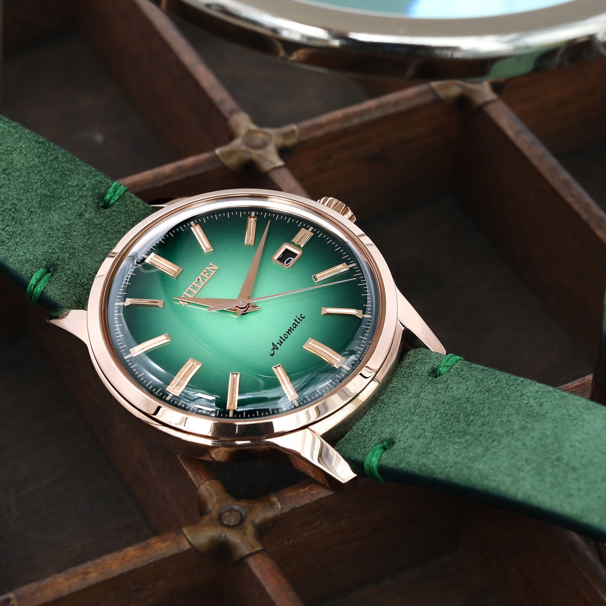 Citizen NK0002-14W Emerald Green 60 hours Power Reserve Rose Gold watch Strapcode Watch Bands