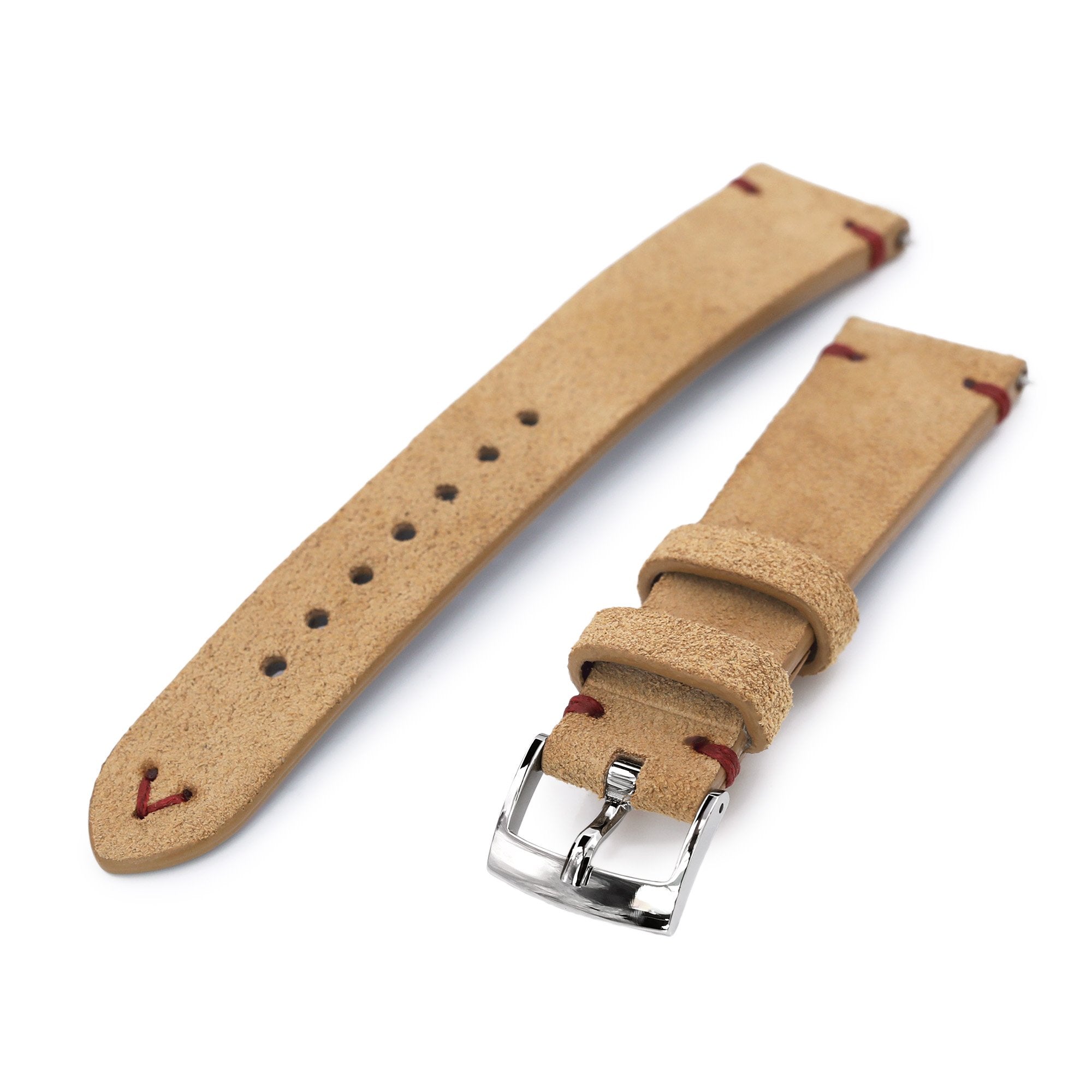 20mm Khaki Quick Release Italian Suede Leather Watch Strap Red St. Strapcode Watch Bands