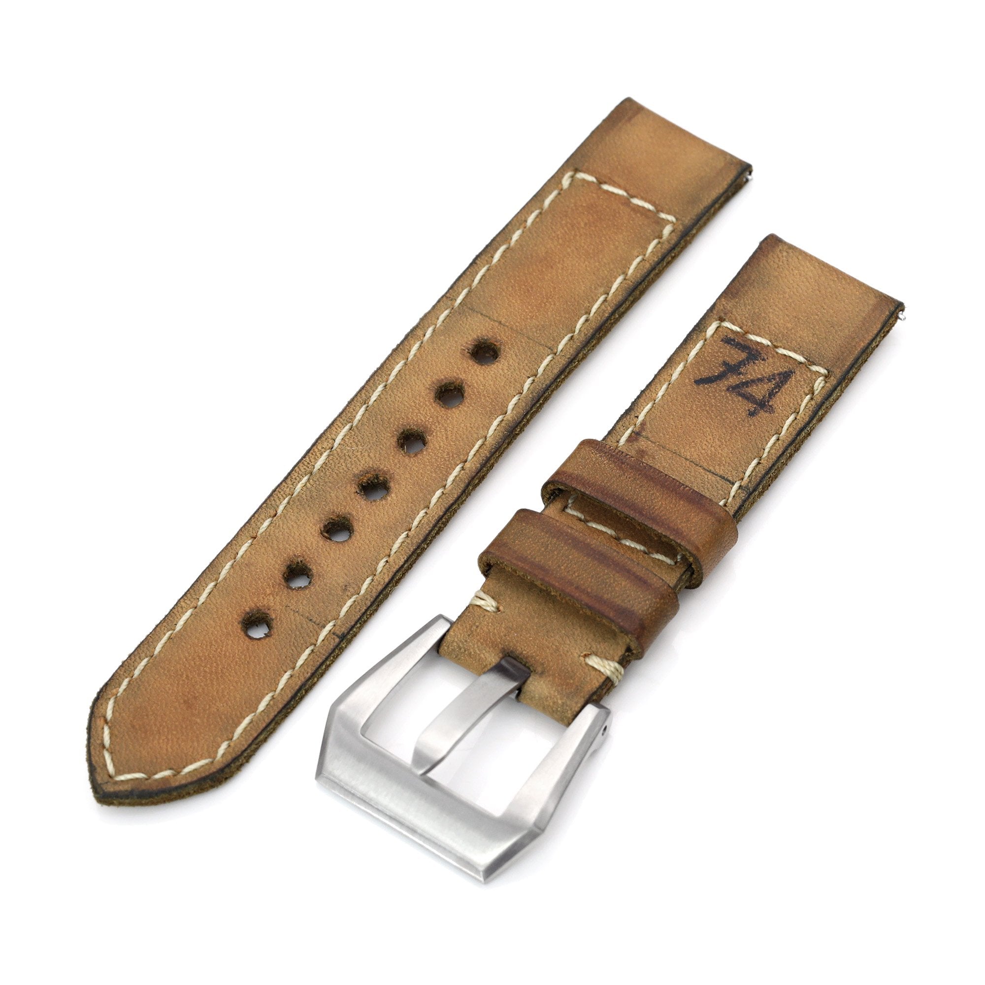 20mm Gunny X MT '74' Light Brown Handmade Quick Release Leather Watch Strap #43 Strapcode Watch Bands