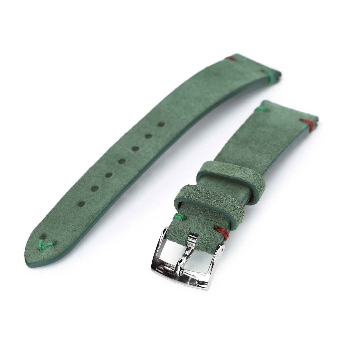 20mm Emerald Green Quick Release Italian Suede Leather Watch Strap Red Green St. Strapcode Watch Bands