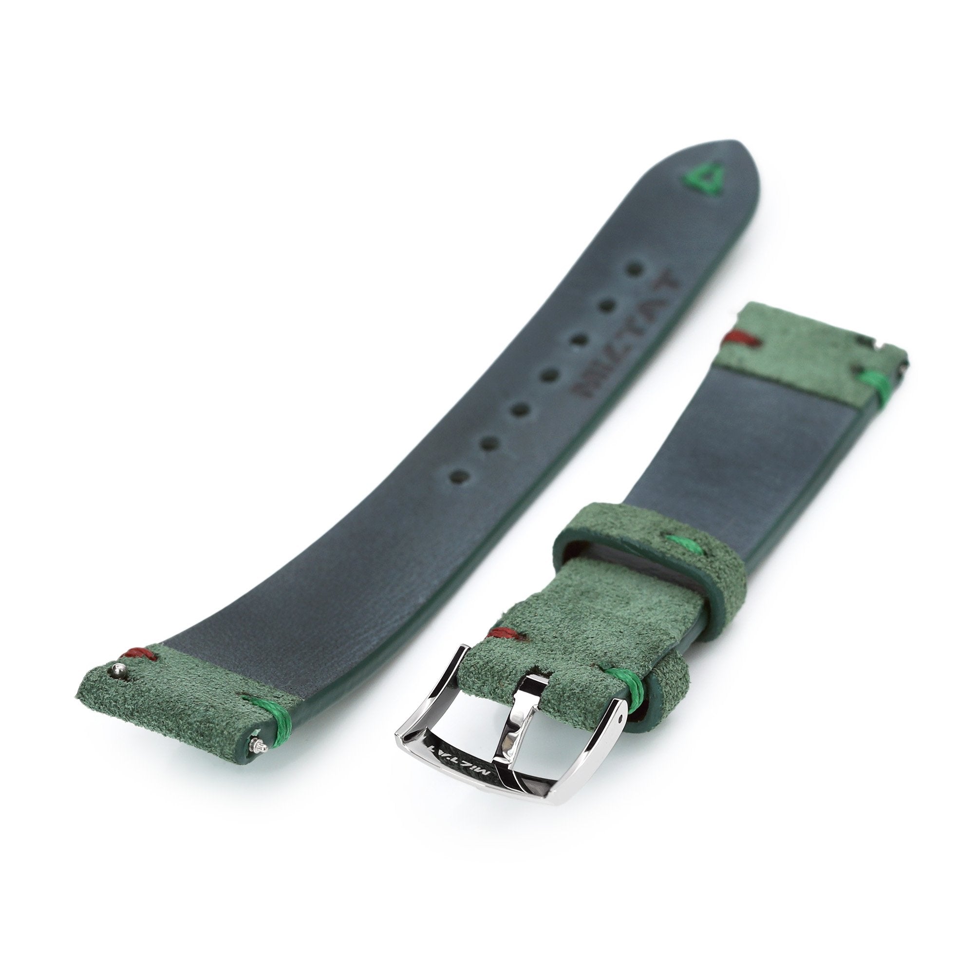 20mm Emerald Green Quick Release Italian Suede Leather Watch Strap Red Green St. Strapcode Watch Bands