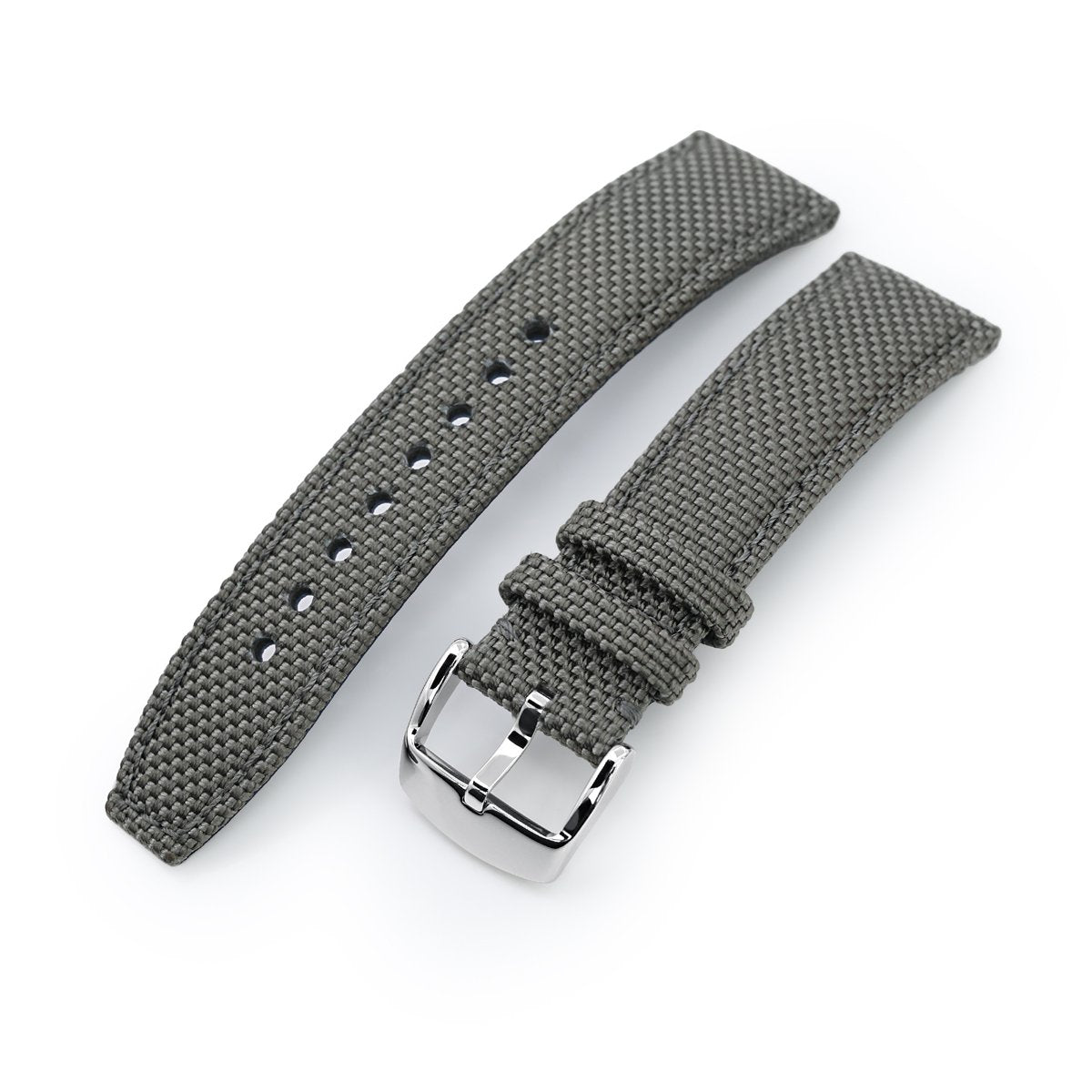 20mm 21mm or 22mm Strong Texture Woven Nylon Military Grey Watch Strap Polished Strapcode Watch Bands