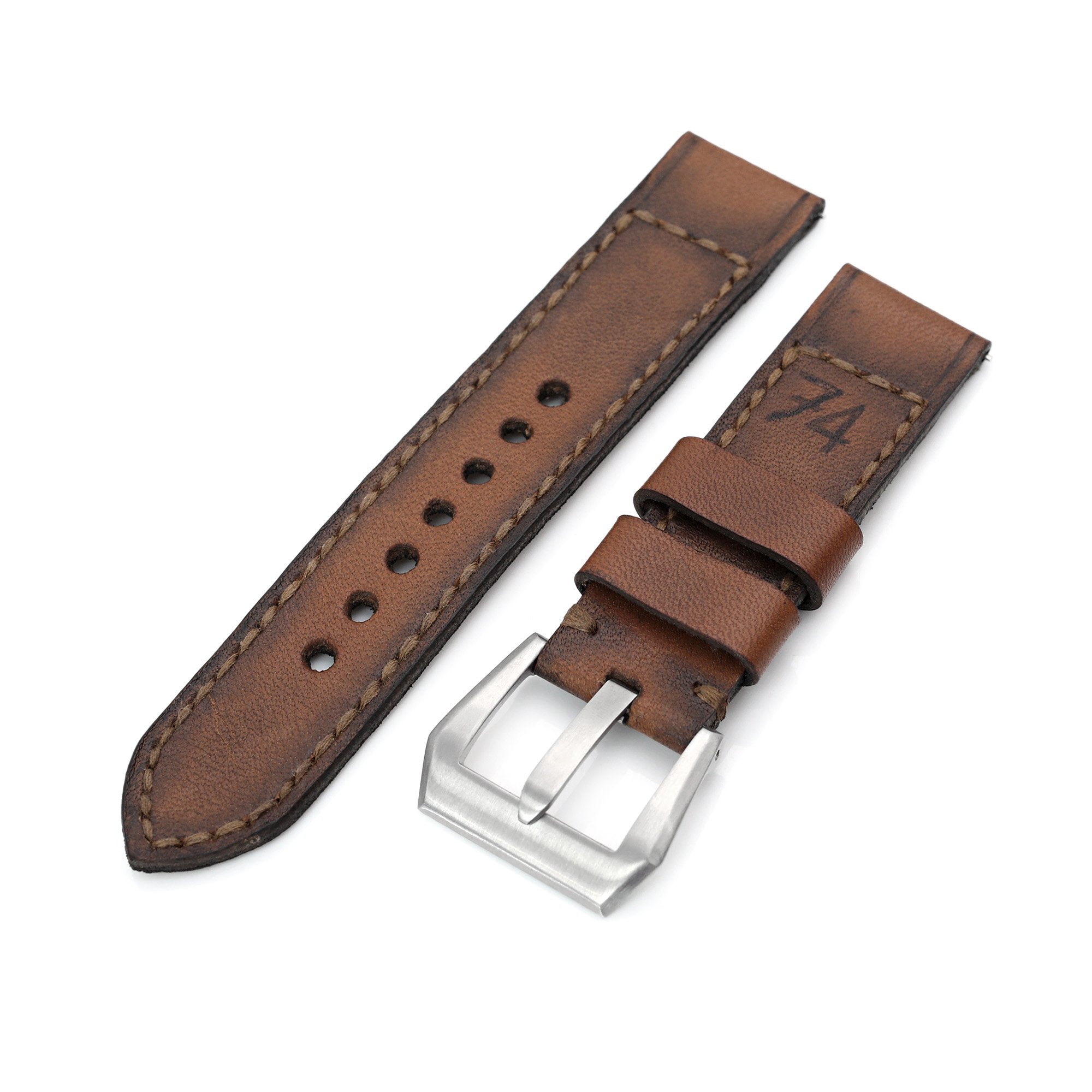 22mm Gunny X MT '74' Brown Handmade Quick Release Leather Watch Strap #73 Strapcode Watch Bands