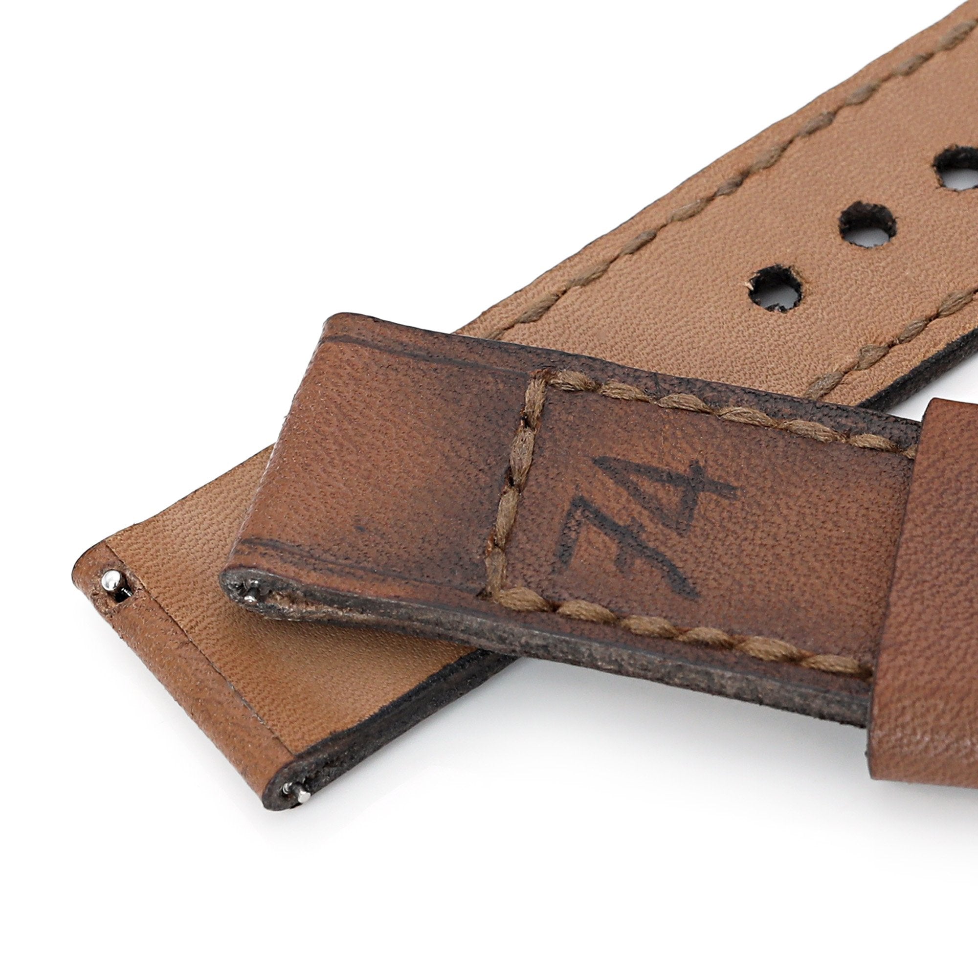 22mm Gunny X MT '74' Brown Handmade Quick Release Leather Watch Strap #73 Strapcode Watch Bands