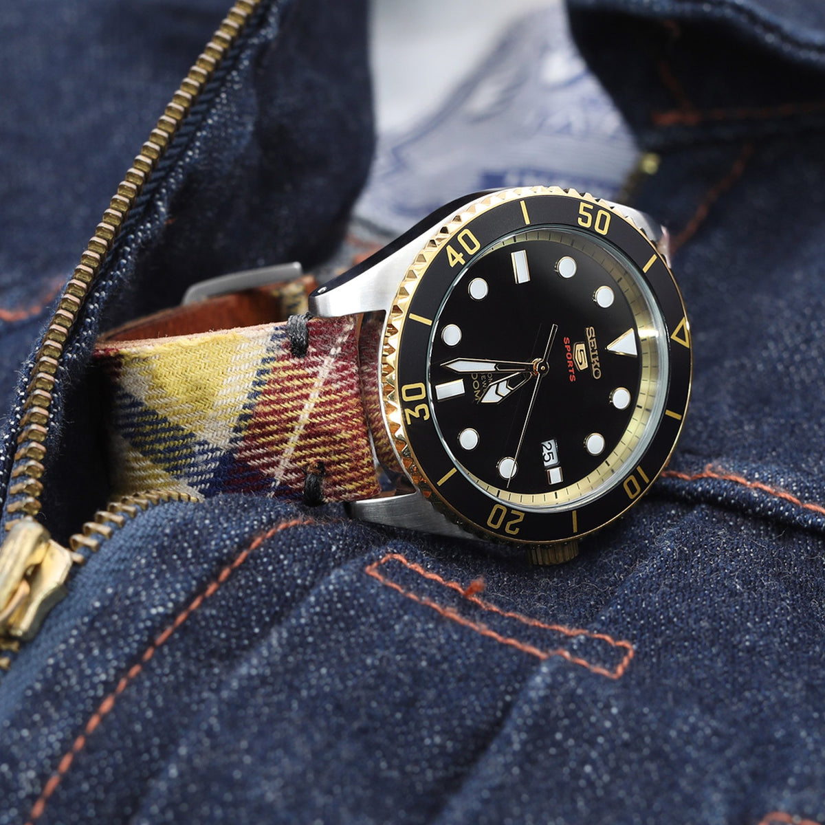 Seiko Sports 5, 4R35 Automatic Watch with Date Window SRPB94K1 Strapcode Watch Bands