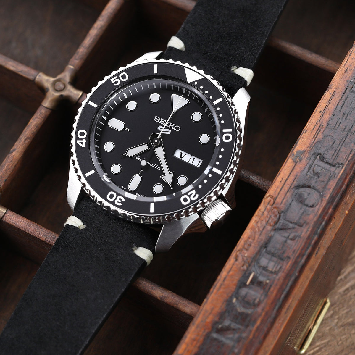 Seiko 5 Sports SRPD55K1 SBSA005 Black Sports Style new Cal. 4R36 Strapcode Watch Bands