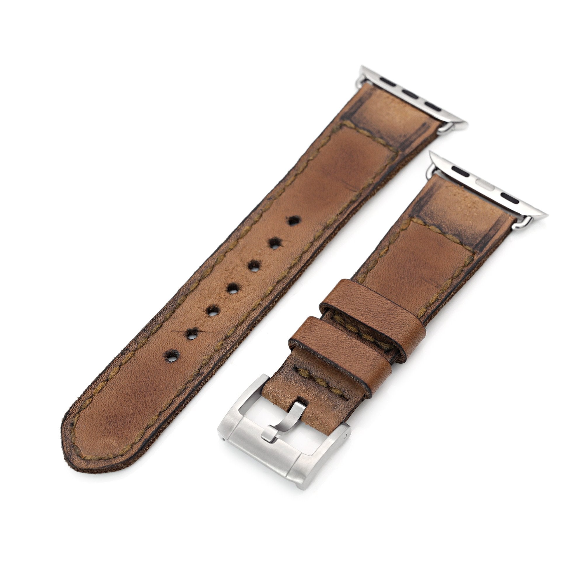 24mm Light Brown Handmade Apple watch Quick Release Leather Watch Strap Strapcode Watch Bands