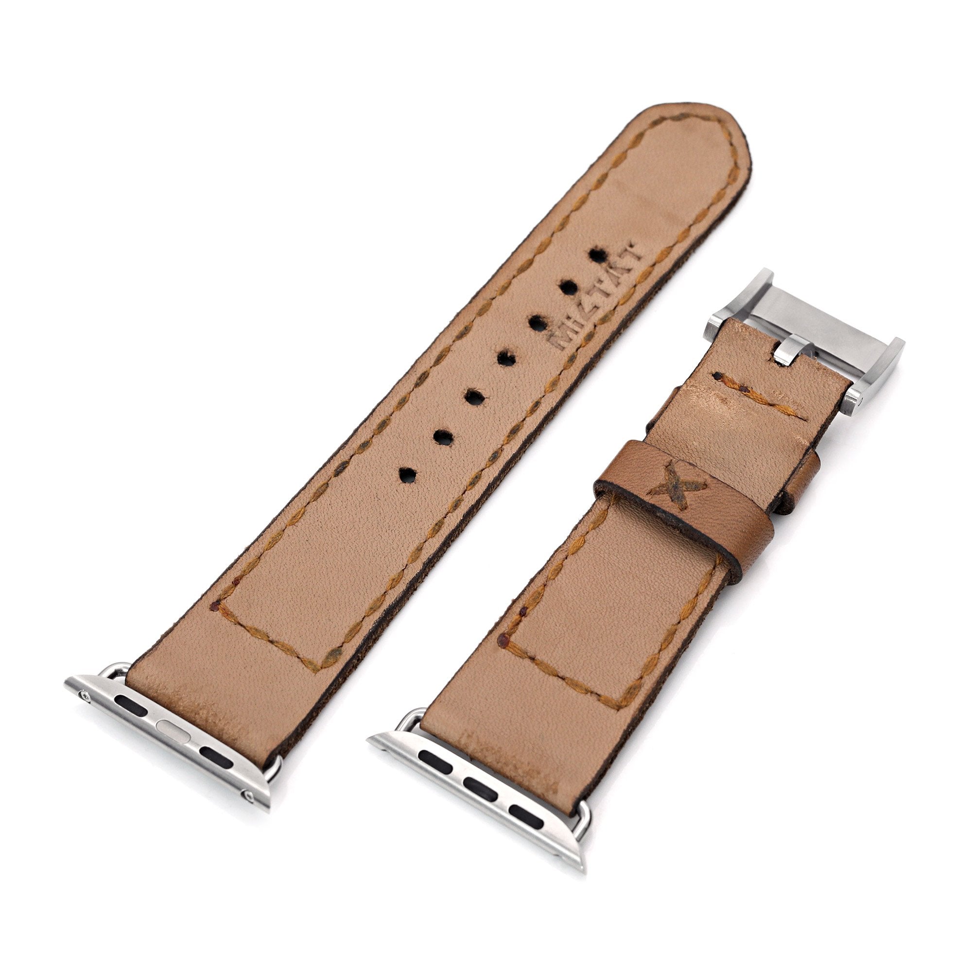 24mm Light Brown Handmade Apple watch Quick Release Leather Watch Strap Strapcode Watch Bands