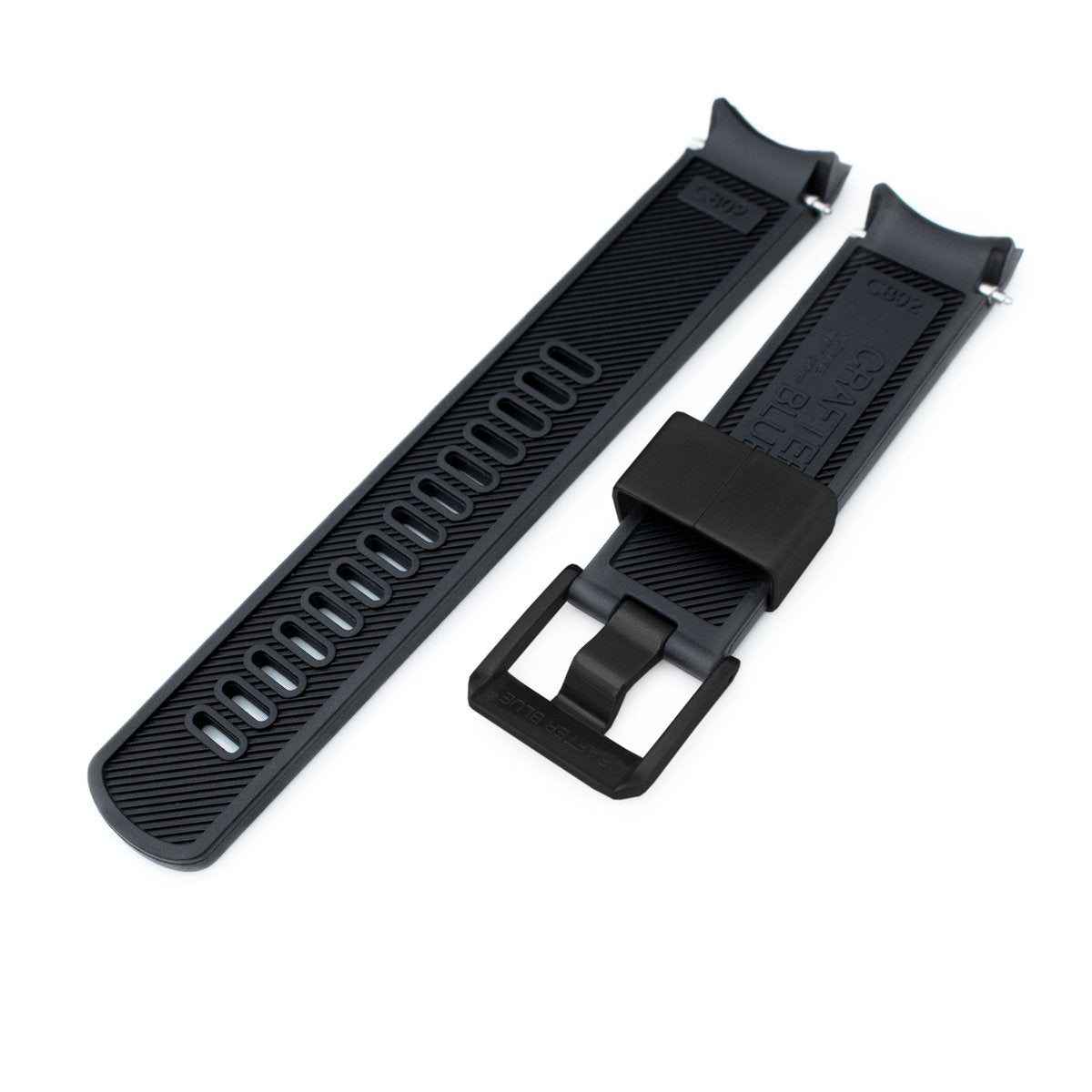 20mm Crafter Blue Black Rubber Curved Lug Watch Band for Seiko Sumo SBDC001 PVD Black Buckle Strapcode Watch Bands