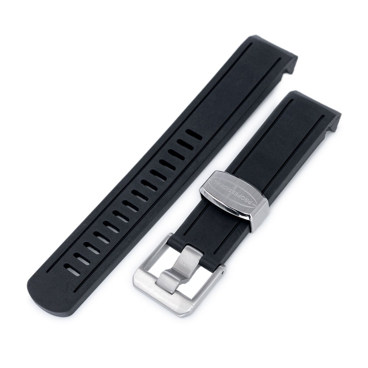 20mm Crafter Blue Black Rubber Curved Lug Watch Band for Seiko Sumo SBDC001 Strapcode Watch Bands