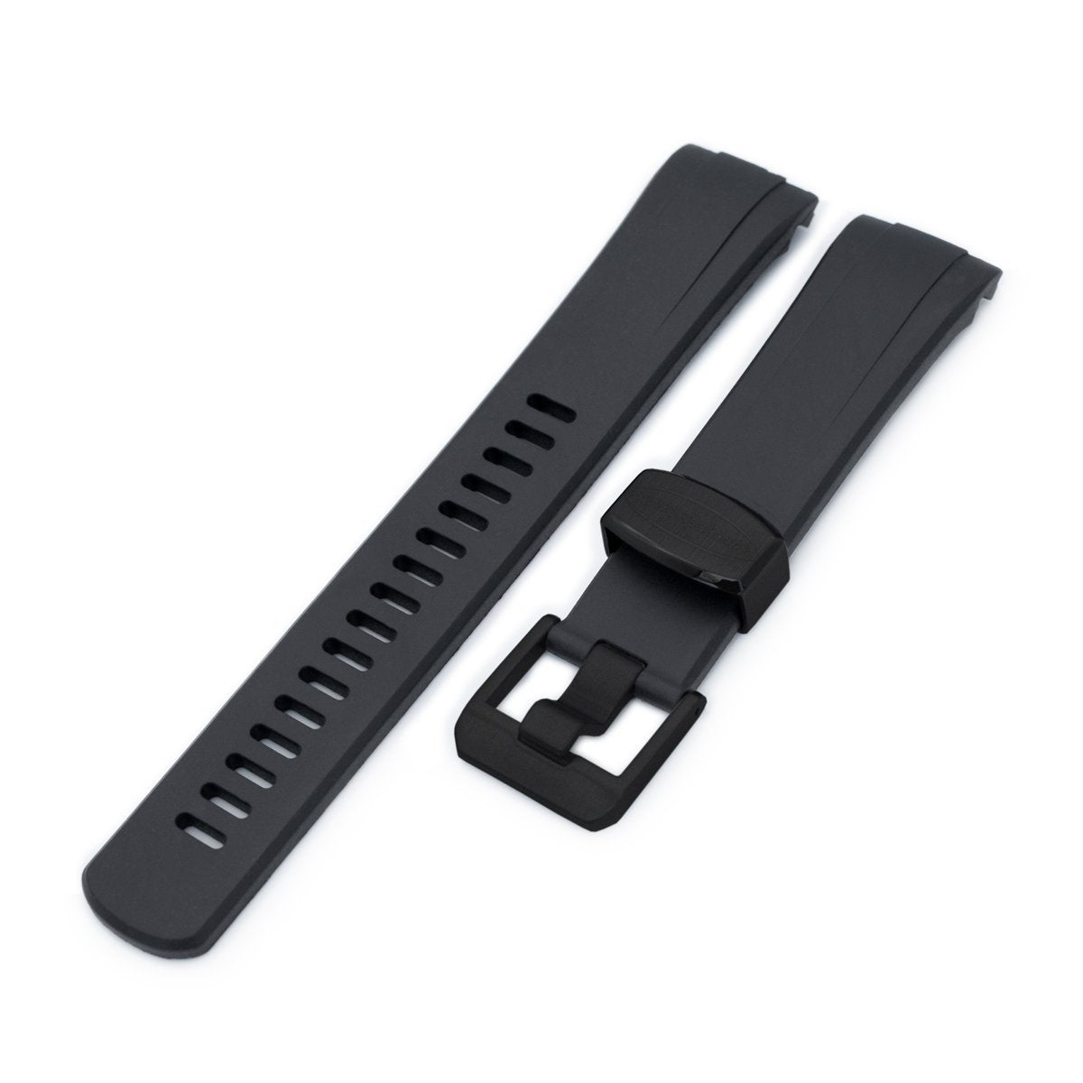 22mm Crafter Blue Black Rubber Curved Lug Watch Band for Seiko Turtle SRP777 PVD Black Buckle Strapcode Watch Bands