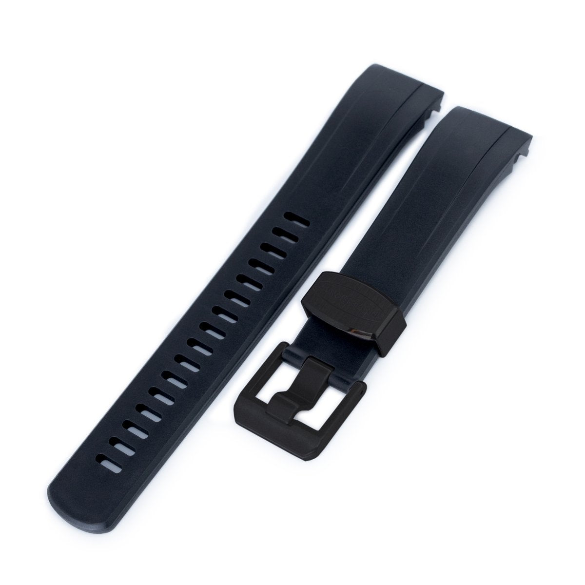 22mm Crafter Blue Black Rubber Curved Lug Watch Strap for Seiko Samurai SRPB51 PVD Black Buckle Strapcode Watch Bands