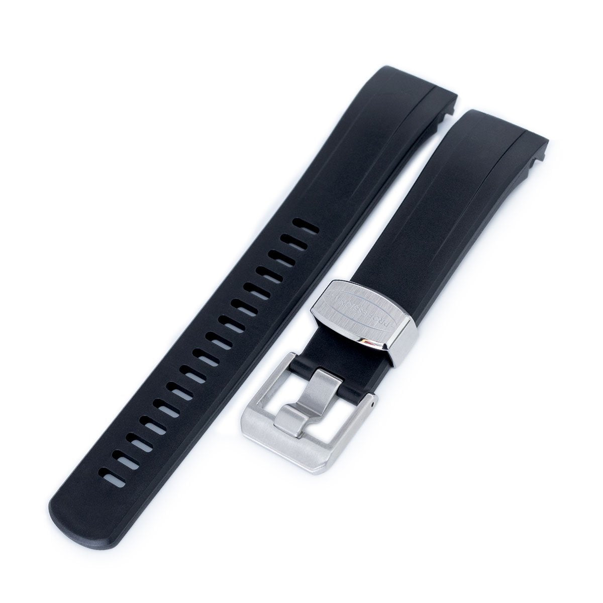 22mm Crafter Blue Black Rubber Curved Lug Watch Strap for Seiko Samurai SRPB51 Strapcode Watch Bands