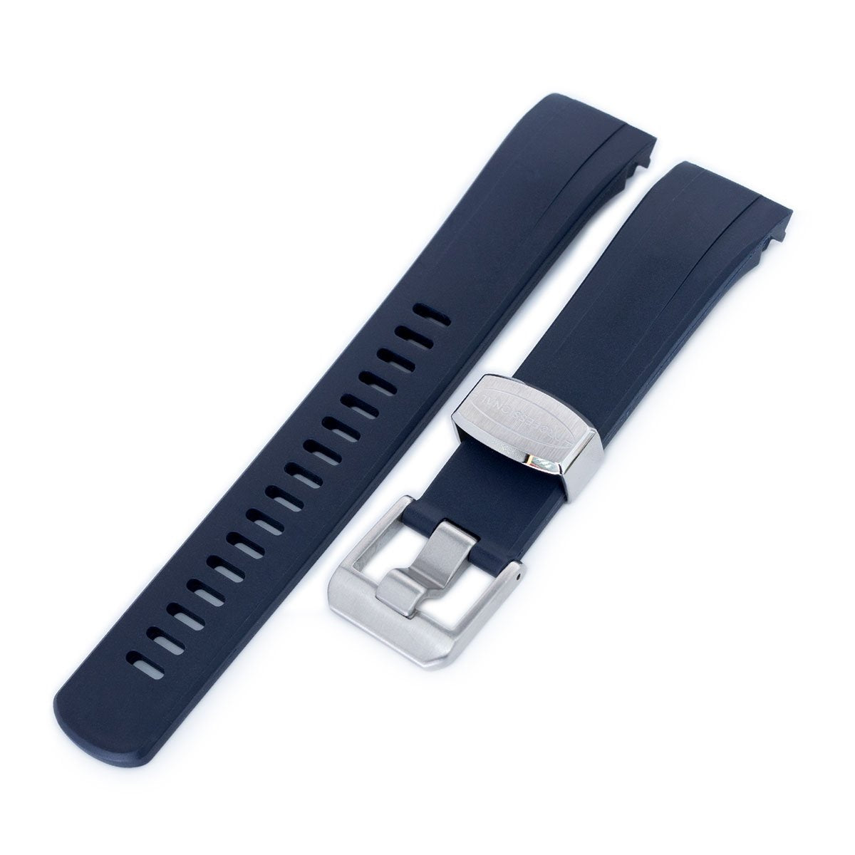 22mm Crafter Blue Dark Blue Rubber Curved Lug Watch Strap for Seiko Samurai SRPB51 Strapcode Watch Bands