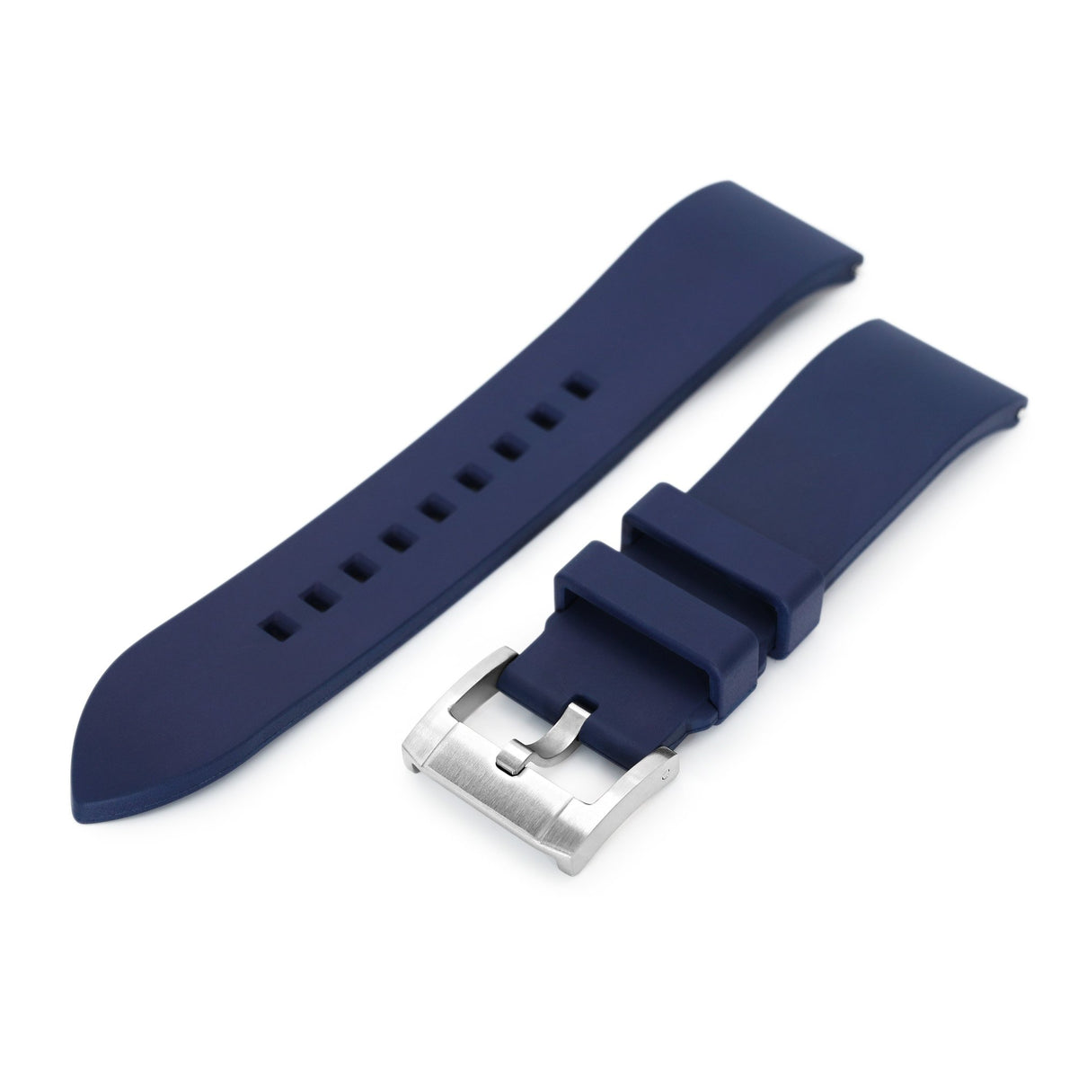 20mm or 22mm Straight End Navy Blue FKM Rubber Quick Release Watch Band Brushed Strapcode Watch Bands