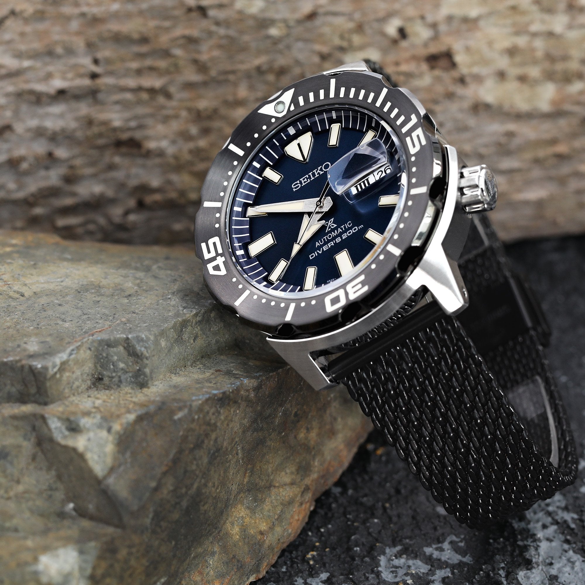 Seiko Prospex Monster SRPD25 Blue Dial Dive Watch Strapcode Watch Bands
