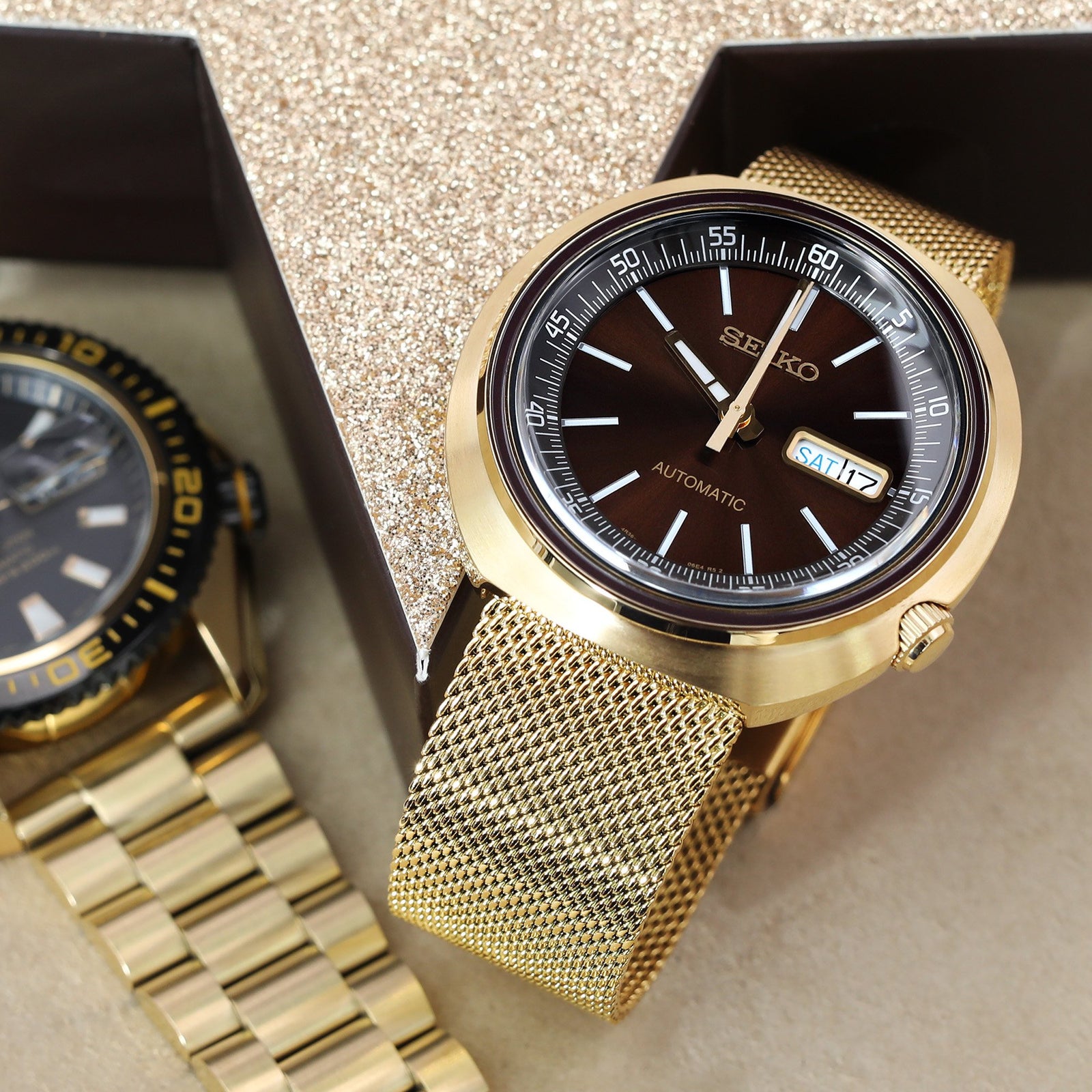 Seiko Recraft SRPC16K1 Gold Cushion Case 4R36-06G0 Strapcode Watch Bands