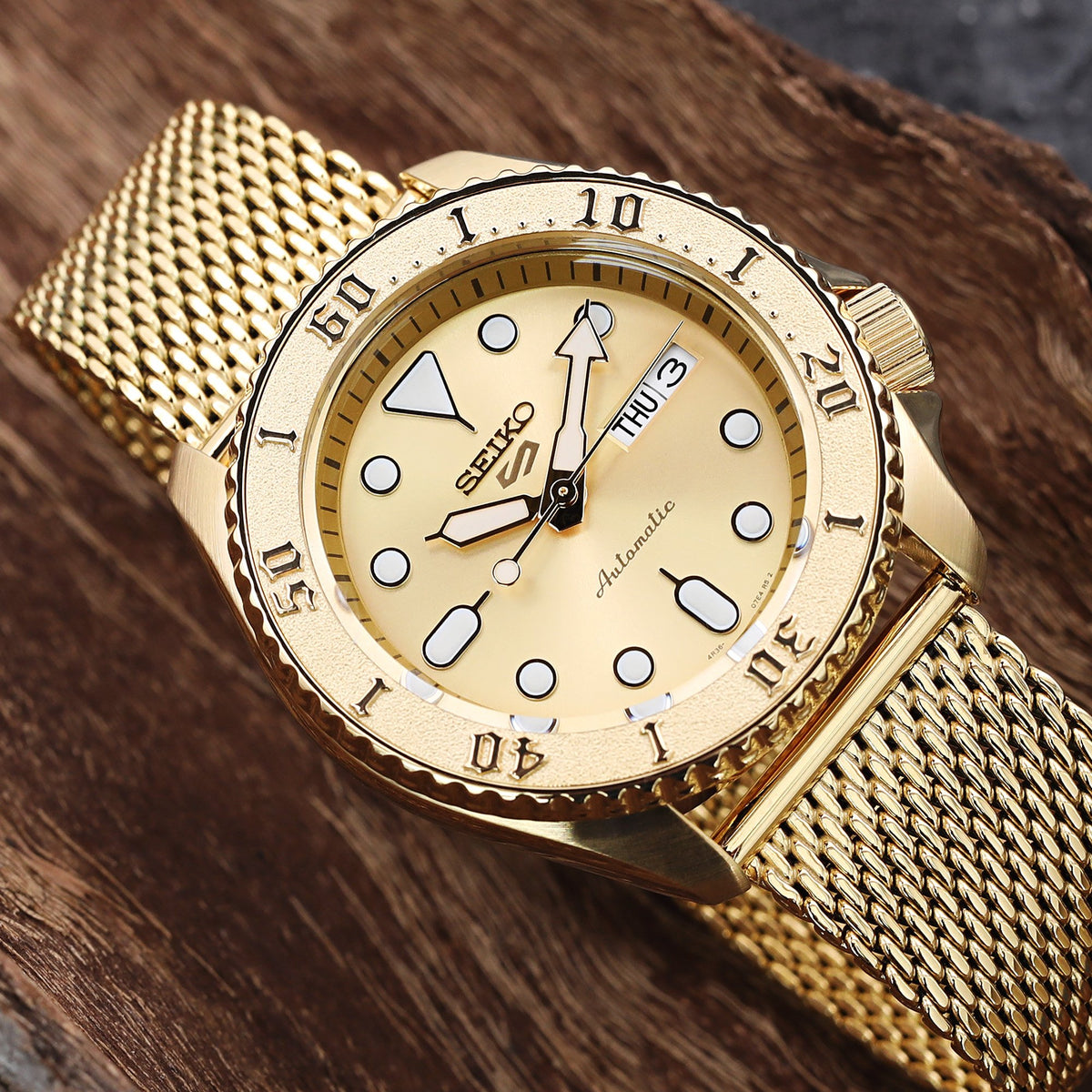 Seiko  5 Sports Automatic Gold SRPE74K1 Strapcode Watch Bands