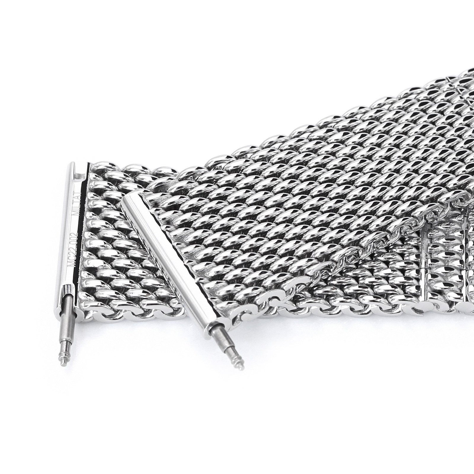 20mm 22mm Solid End Massy Mesh Band Stainless Steel Watch Bracelet V-Clasp Polished Strapcode Watch Bands