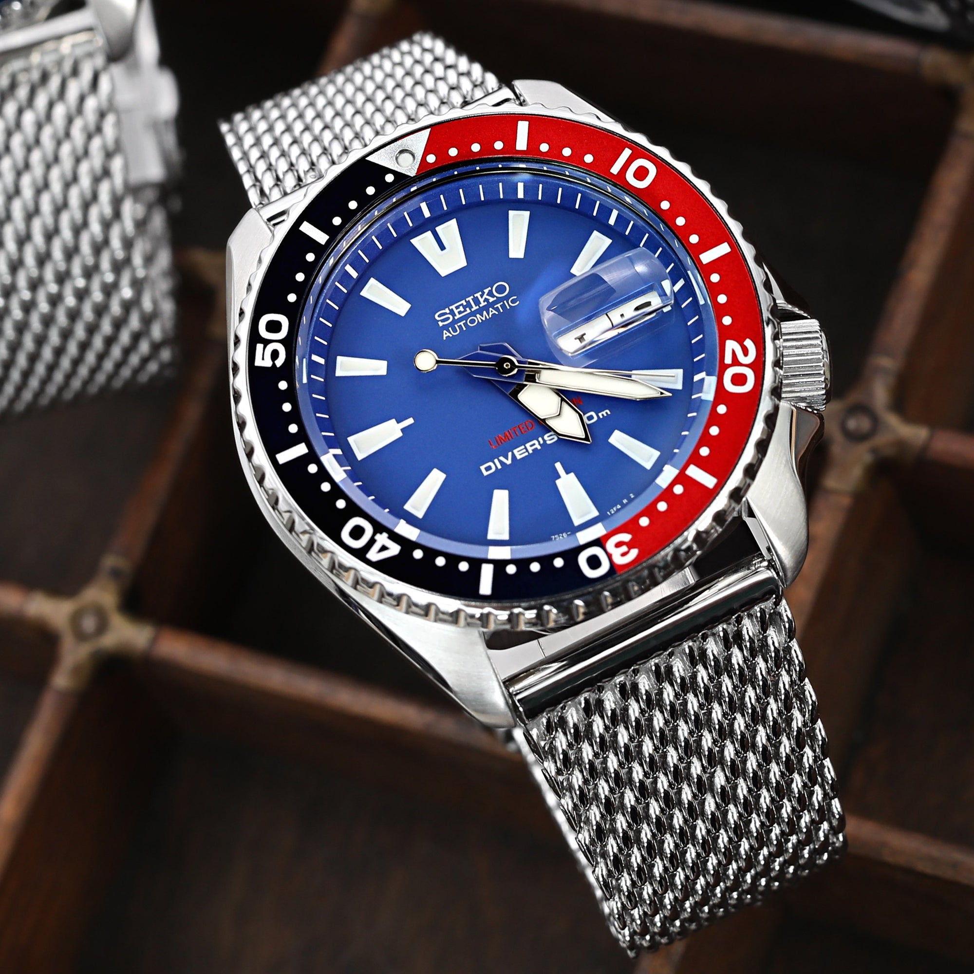 20mm 22mm Solid End Massy Mesh Band Stainless Steel Watch Bracelet V-Clasp Polished Strapcode Watch Bands