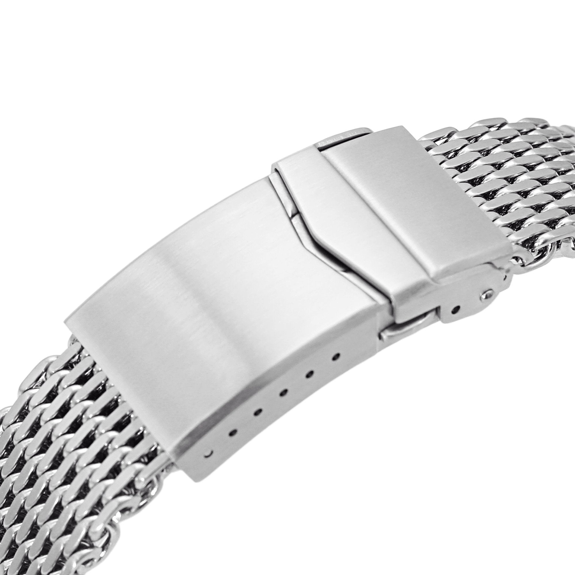 22mm Tapered "SHARK" Mesh Band Stainless Steel Watch Bracelet V-Clasp Brushed Strapcode Watch Bands