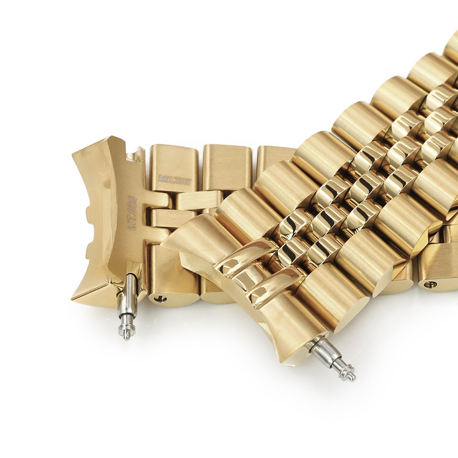 22mm Super-J Louis 316L Stainless Steel Watch Bracelet for Seiko 5 Full IP Gold with Polished Center SUB Clasp Strapcode Watch Bands