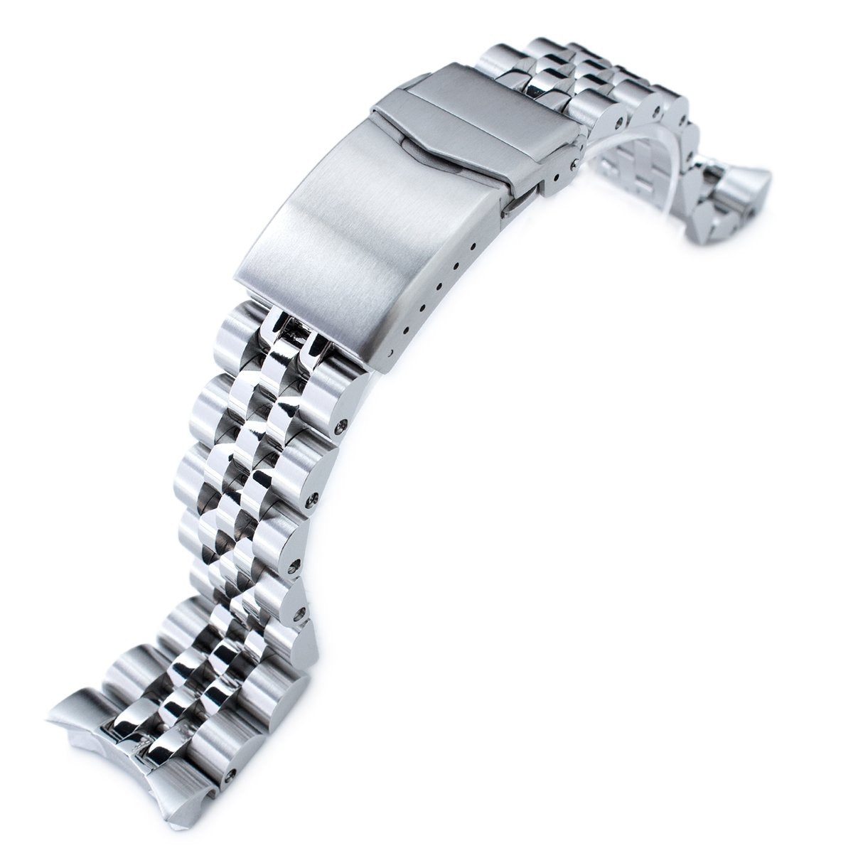 22mm Angus-J Louis 316L Stainless Steel Watch Bracelet for Seiko 5 Brushed V-Clasp Strapcode Watch Bands