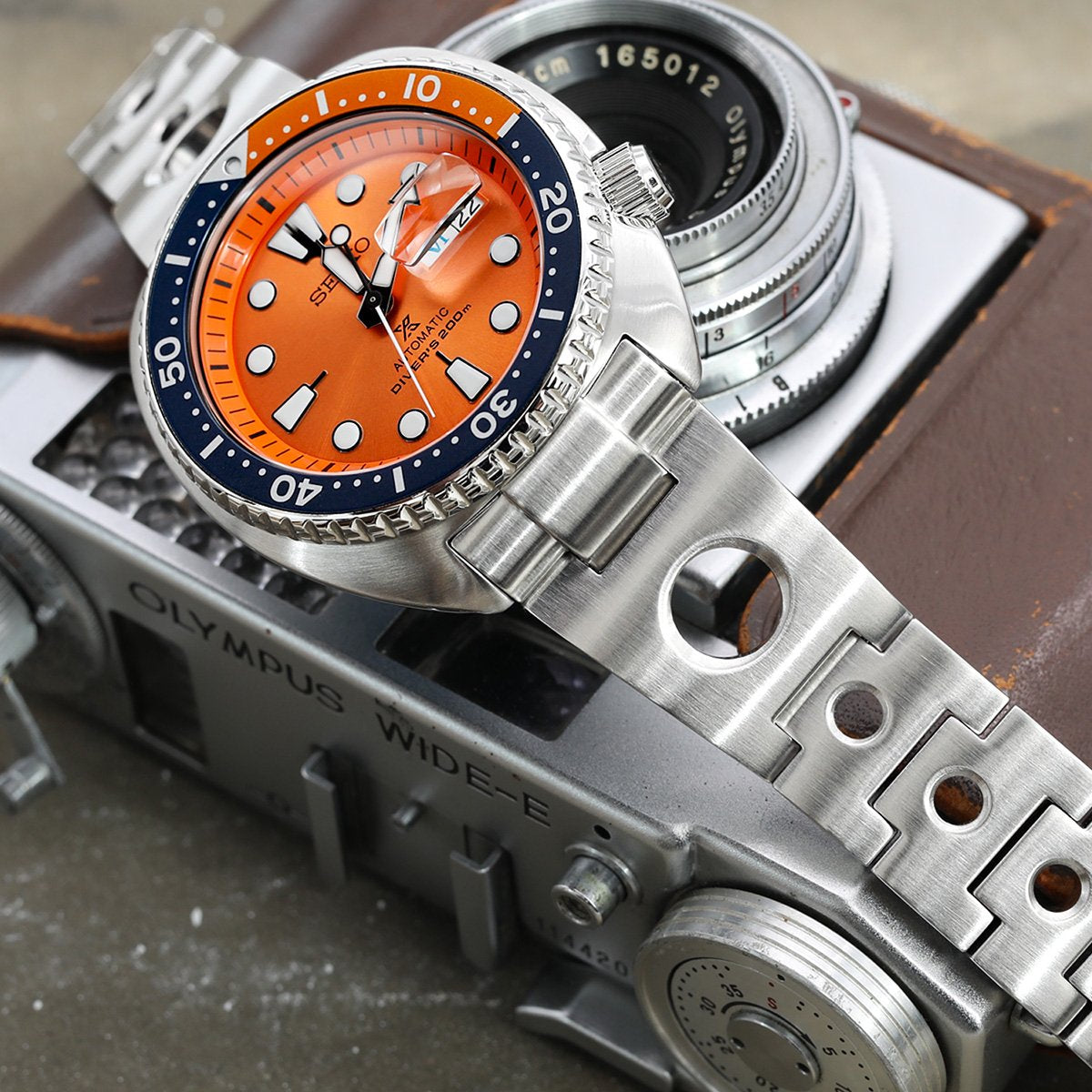 سوار ساعة رولبول 22 مم لساعات سيكو نيو تيرتلز SRP777 SRP775 SRPA21 (PADI)، ستانلس ستيل بلمسة مصقولة، إبزيم V دايفر