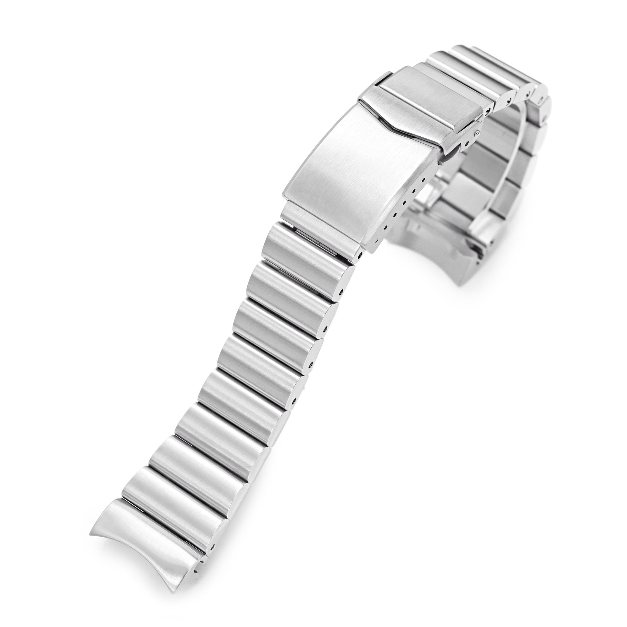 22mm Bandoleer 316L Stainless Steel Watch Bracelet for Seiko SKX007 Brushed V-Clasp Strapcode Watch Bands