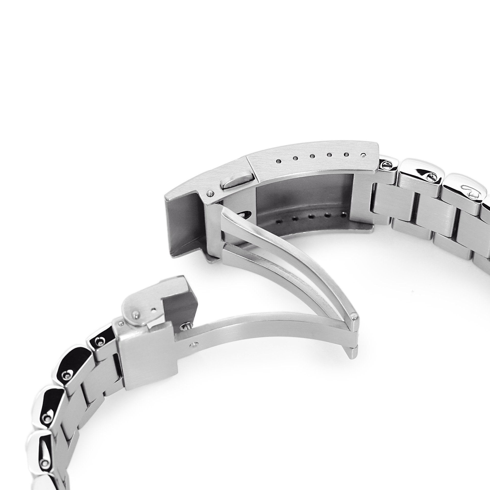 22mm Bandoleer 316L Stainless Steel Watch Bracelet for Seiko SKX007 Brushed V-Clasp Strapcode Watch Bands