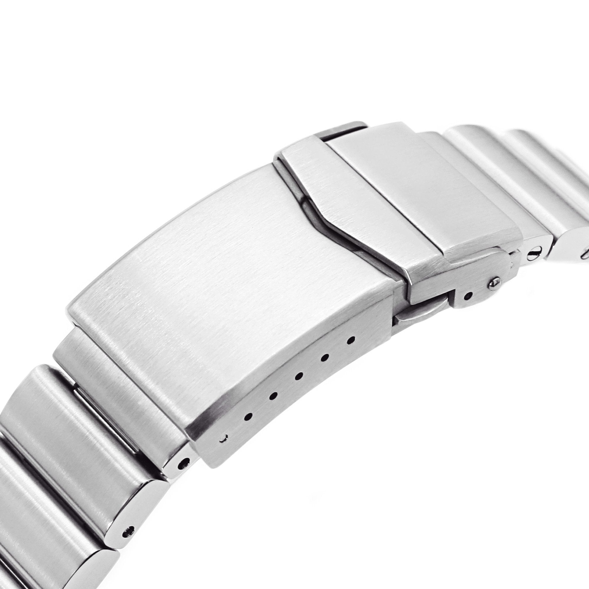 22mm Bandoleer 316L Stainless Steel Watch Bracelet for Seiko 5 Brushed V-Clasp Strapcode Watch Bands