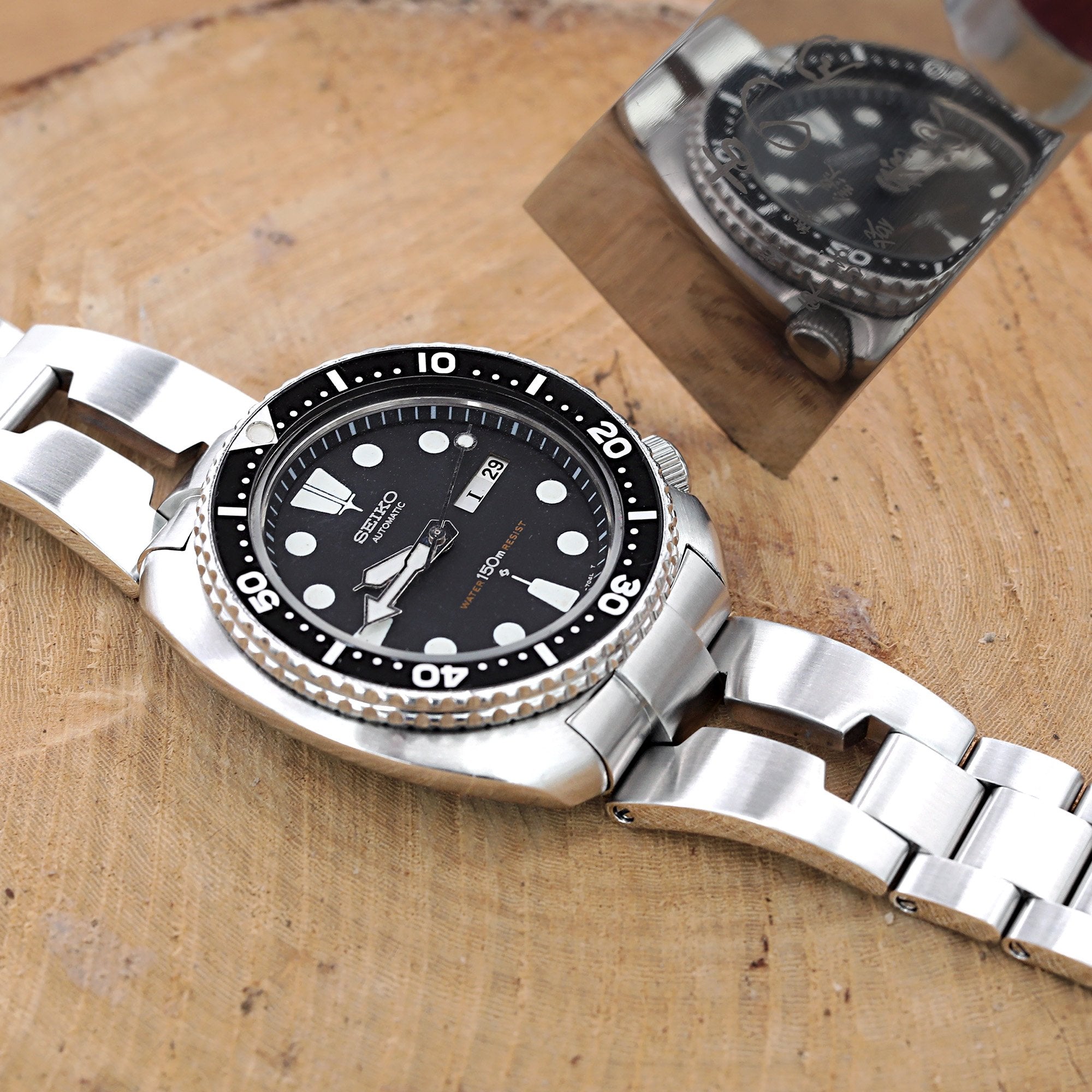 22mm Retro Shaver Blade 316L Stainless Steel Watch Bracelet for Seiko 6309-7040 Brushed V-Clasp Strapcode Watch Bands
